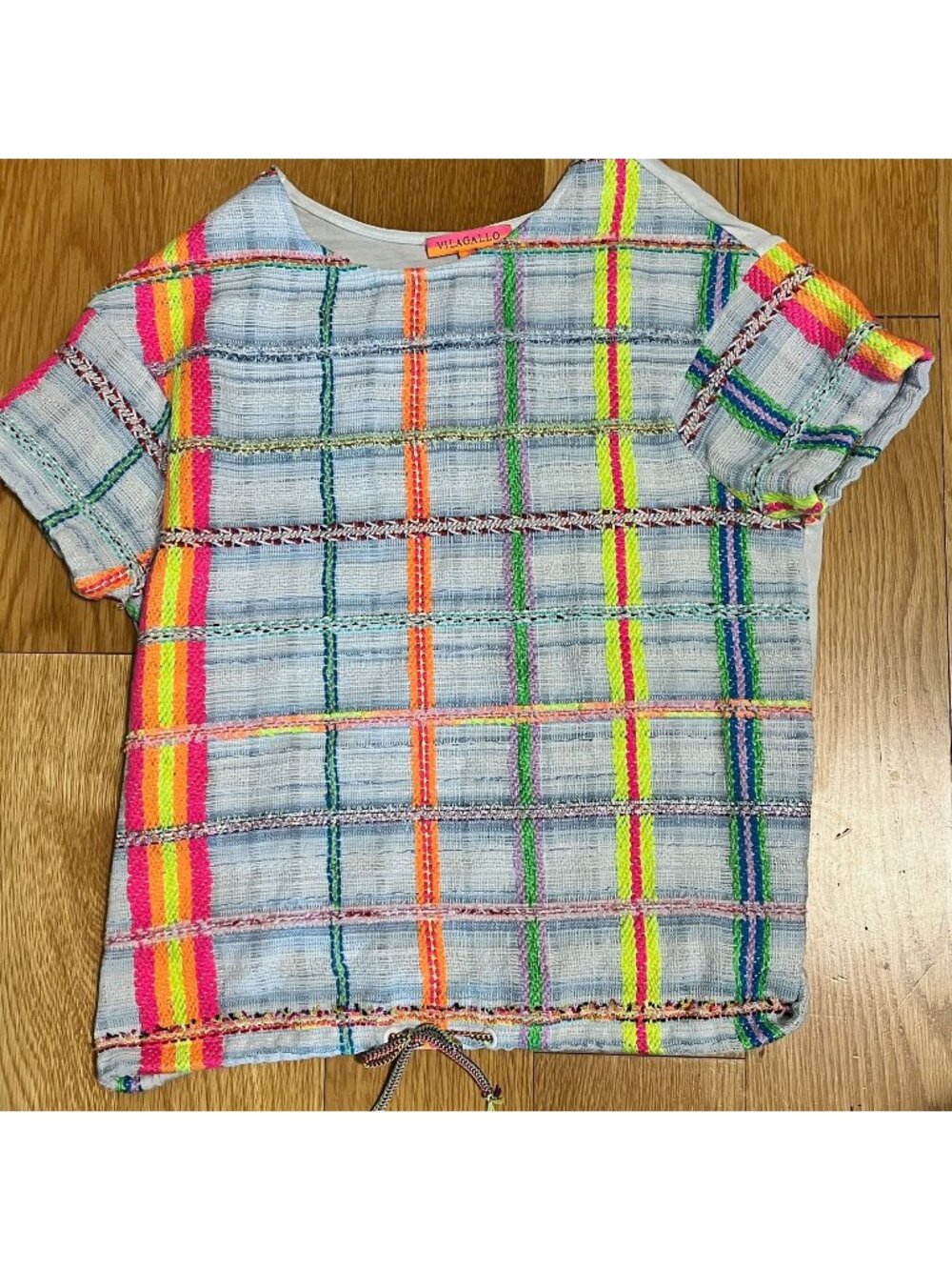 VILAGALLO Embroidered Knit and Jersey Top Size XS